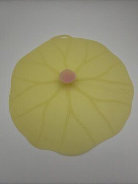 Charles Viancin Silicone Airtight Lid 10" LILY PAD YELLOW PINK EUC